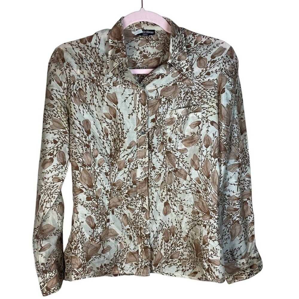 Franck Olivier Paris Botanical Silk Blouse Women's Vintage Button Down Shirt 42